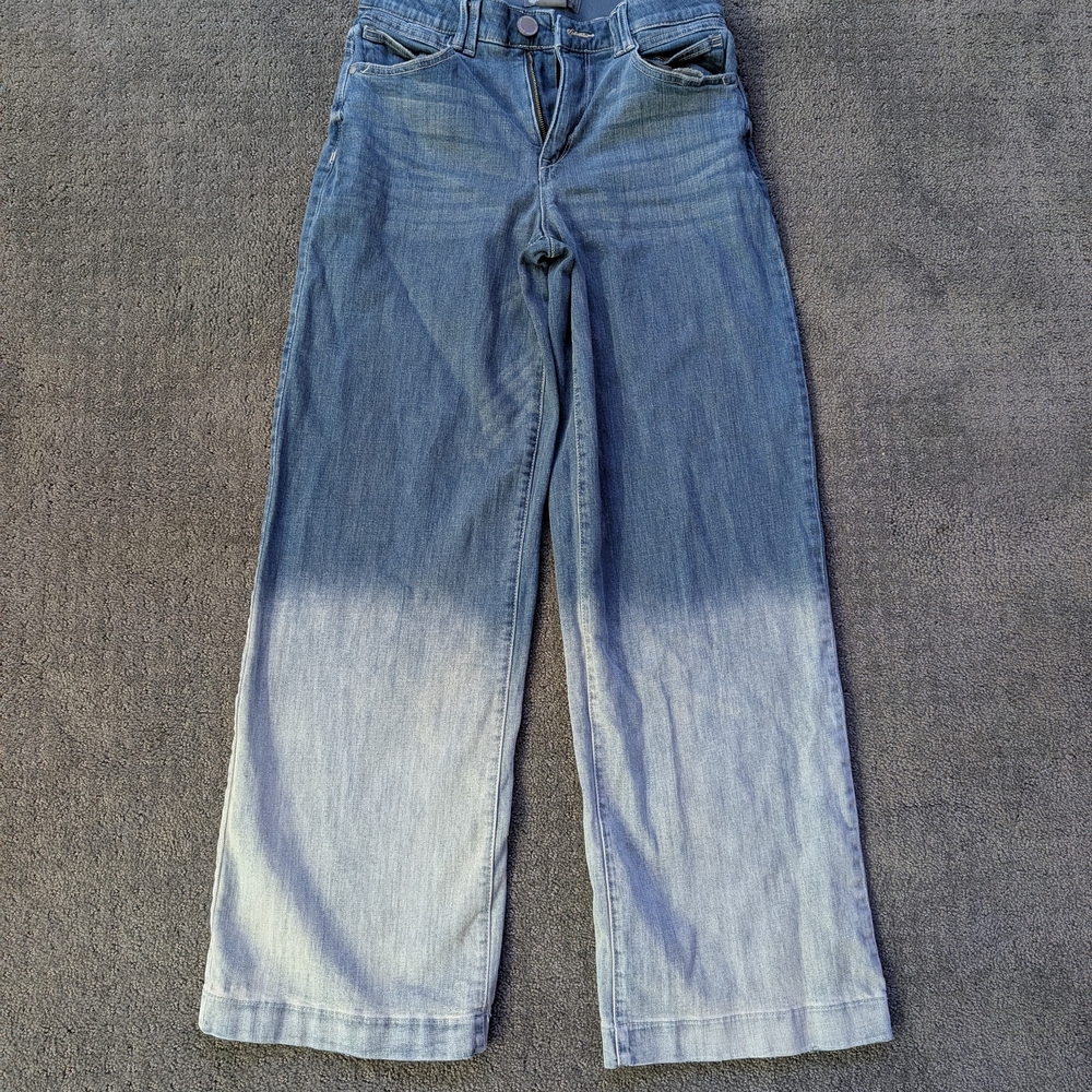 Democracy Blue Ombre Wide Leg, Mid Rise Jeans